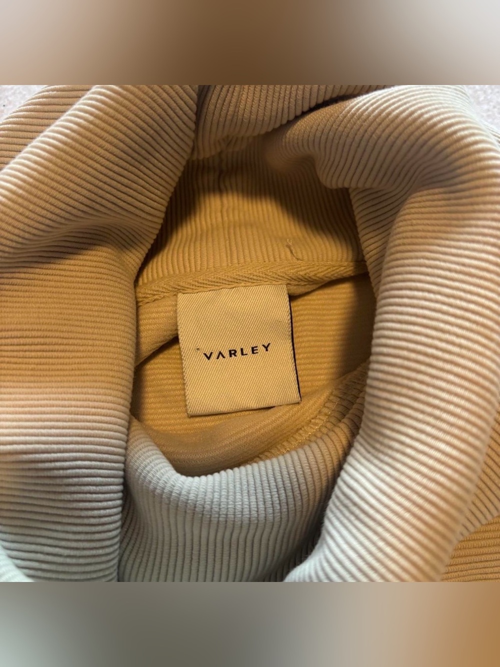 Varley Milton Cowl Neck Ribbed Sweatshirt Mushroom Tan Small - Picture 3 of 4